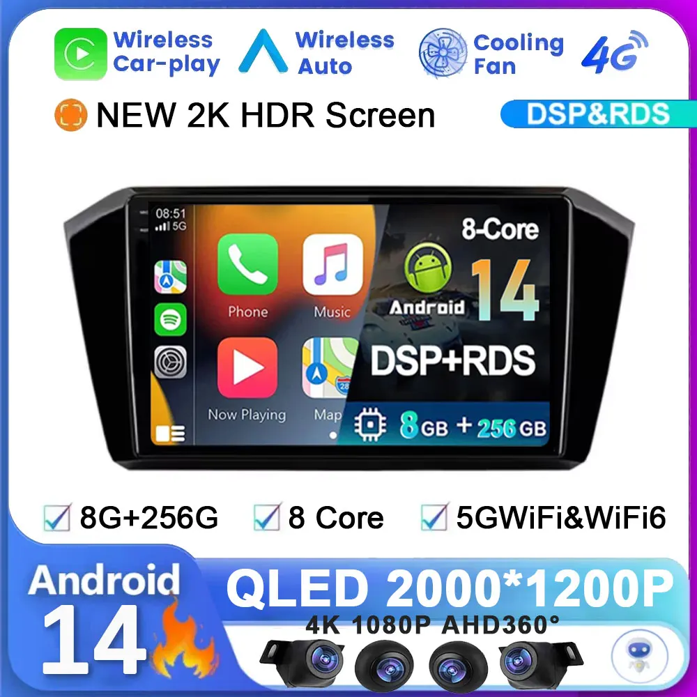 

Система мультимедийная Автомобильная на Android 14 для Volkswagen VW Magotan Passat B8 2015-2021