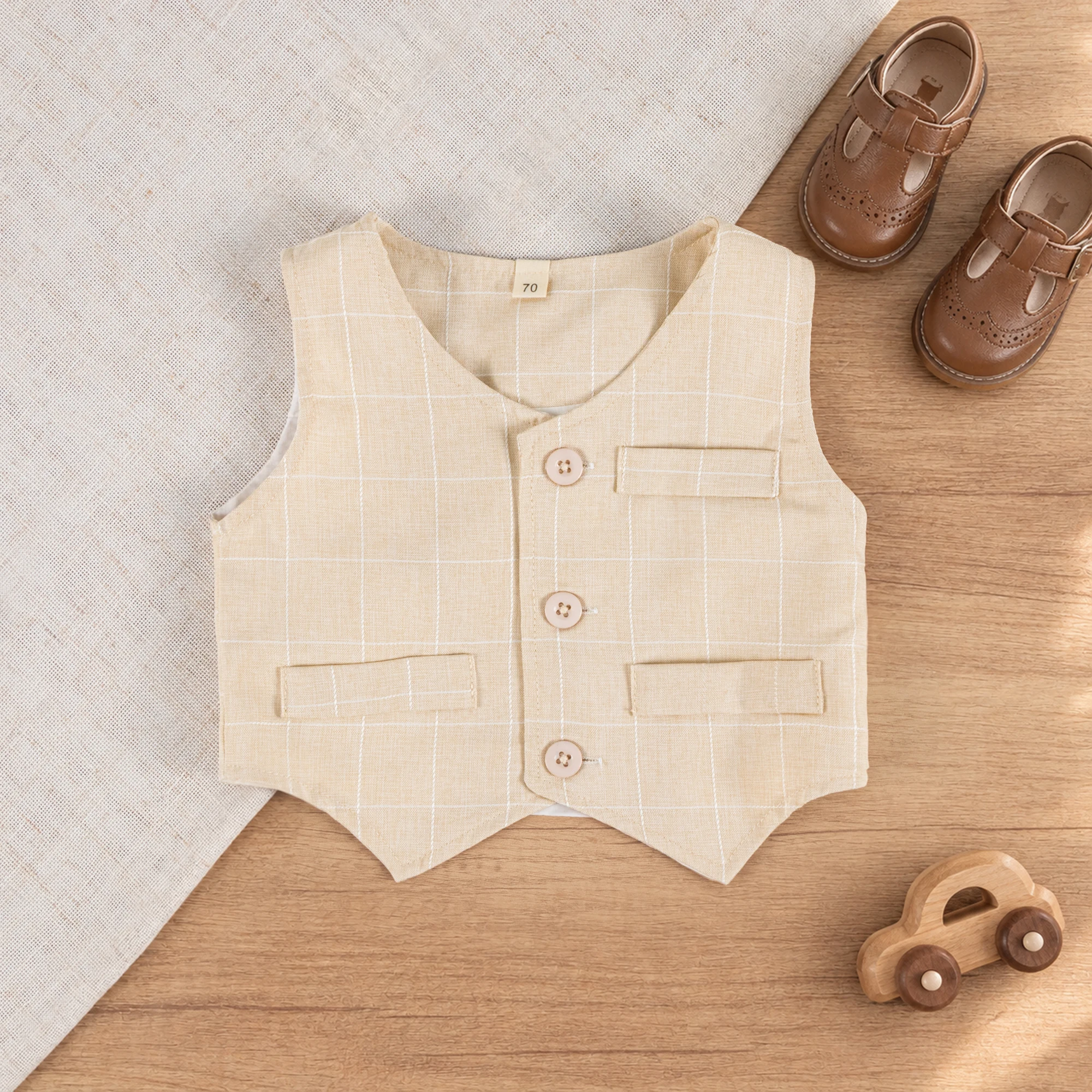 Jungen Gentleman Westenanzug 1-6 Jahre Kinder Geburtstag Frühling Herbst Kleidungsset Kleinkind Kariertes Formelles Hochzeitsoutfit – Detail 5