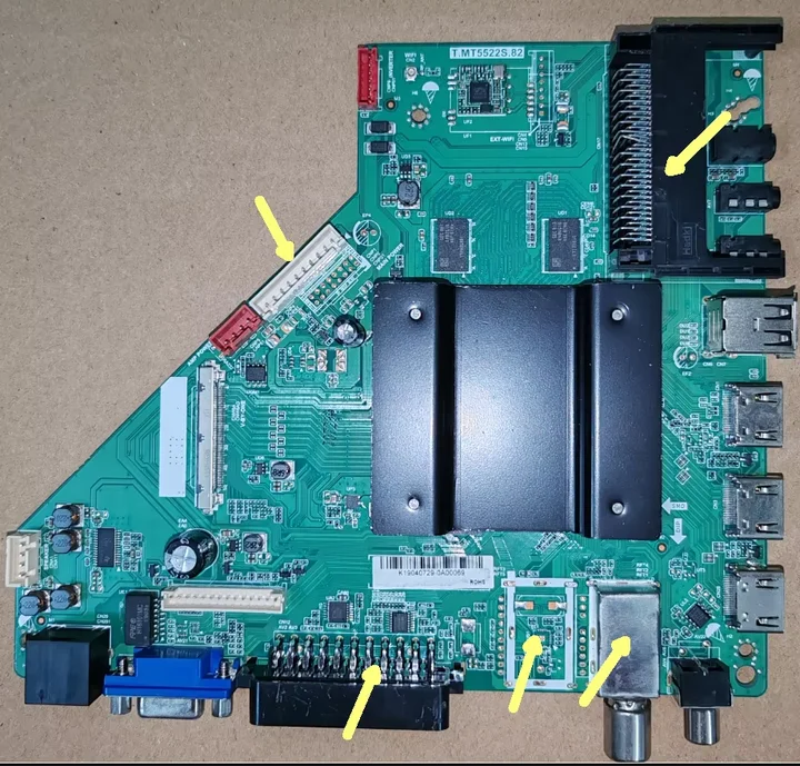 

T.MT5522S.82 Check the three different interfaces of the LED 4K WiFi network TV motherboard