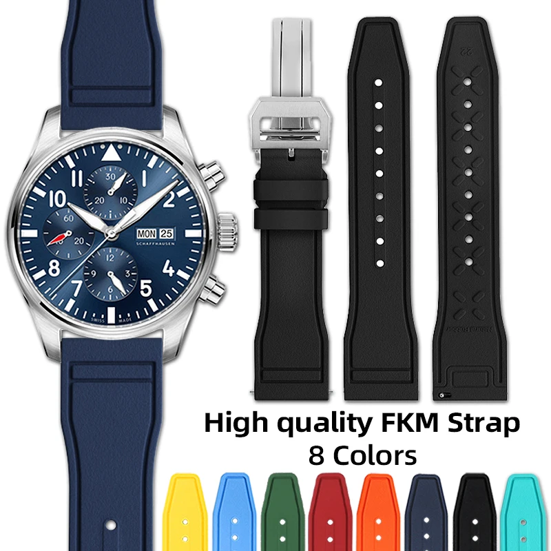 Quick Release Fluoro Rubber watch band for IWC Pilot Mark 18 Portofino Portugieser 20mm 21mm 22mm Waterproof Sport FKM Strap men