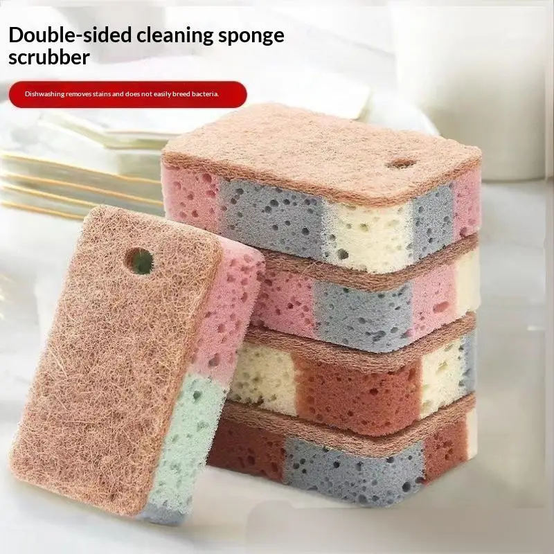 Scratch Free Magic Dishwashing Sponge 1/5/10/20Pcs Colorful Wood Pulp Cotton Scrub Pads for Kitchen Tableware Bathroom Clean