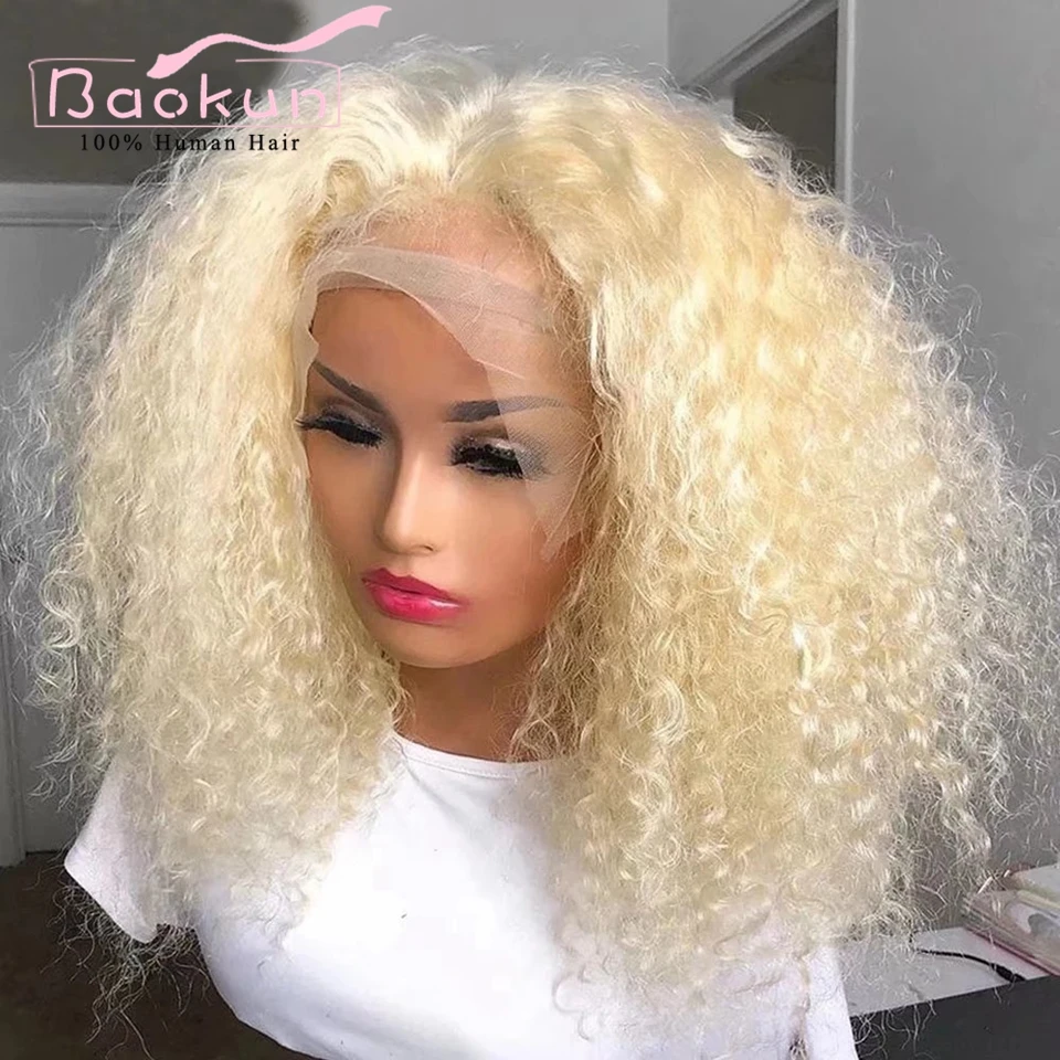 13x4 Kinky Curly 613 Lace Frontal Wig Human Hair Blonde 13x6 HD Lace Frontal Wig Transparent Virgin 360 Lace Front Human Har Wig