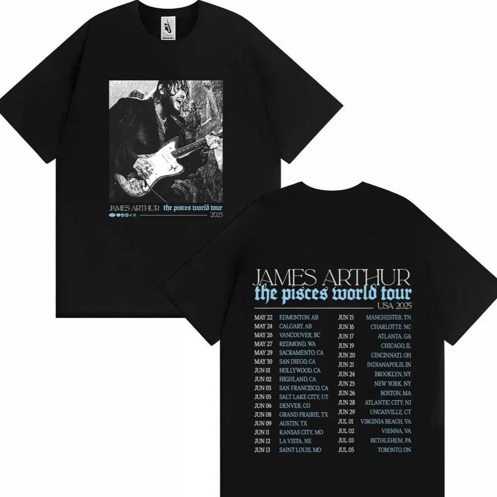

James Arthur The Pisces World Tour T-Shirts Harajuku Cotton Crew Neck Casual Womens Streetwear Oversized Comfort Top