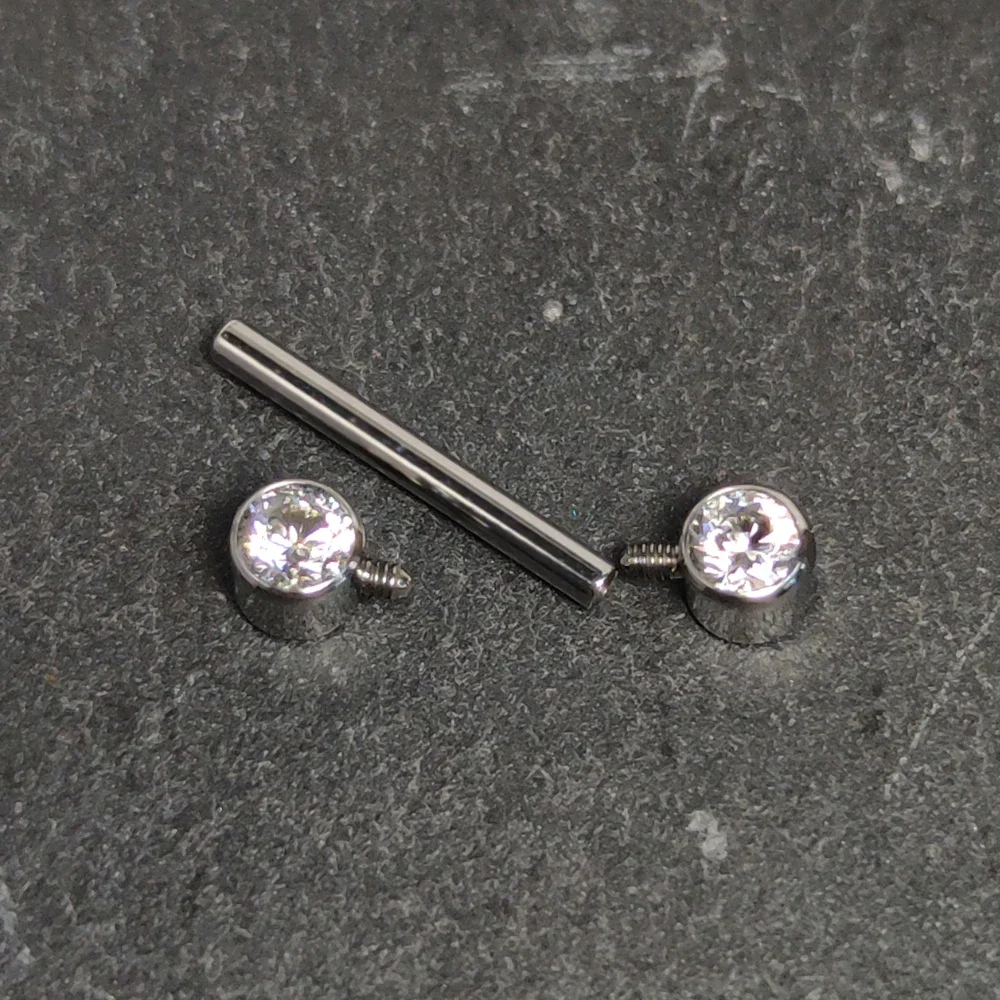 G23 Titanium Piercing Zircon 16G Septum Nipple Barbell Rings CZ Bezel Set Thread Nipple Shield Mamilo Piercing Women Jewelry