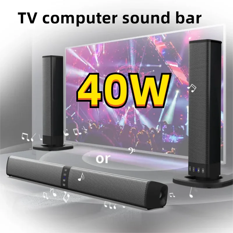 

TV Soundbar Wireless Bluetooth Speakers Separated Column Home Theater Subwoofer with Fm Radio TF AUX for Computer TV Boom Box