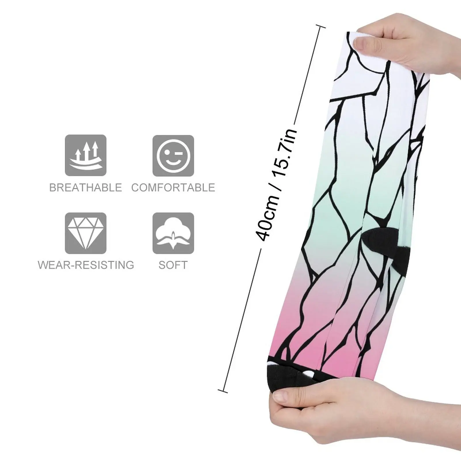 Shinobu Kochou Butterfly Stockings Women Cosplay K-Kimetsu No Yaiba Anime Socks Soft Casual Socks Outdoor Anti Sweat Pattern Soc