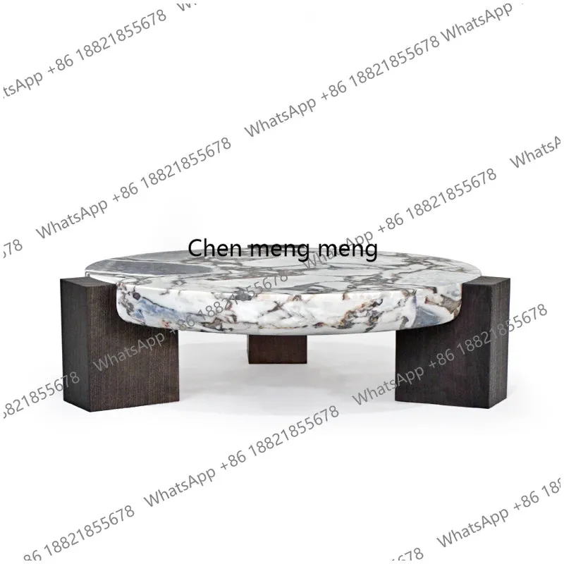 

Современный минималистичный дизайнерский круглый журнальный столик из мрамора, в стиле лёгкой роскоши, для гостиной, небольшой квартиры, итальянский минимализм