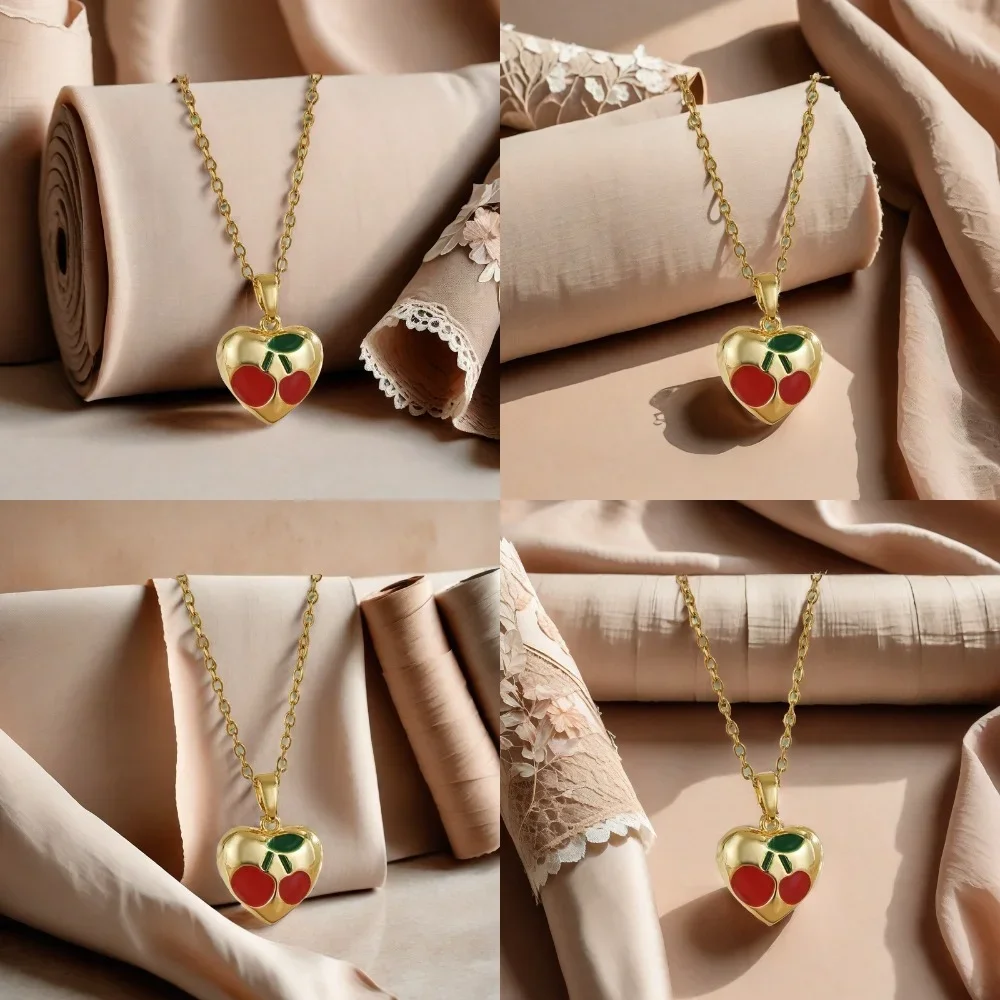 

necklace for women Internet celebrity hit dripping oil strawberry cherry fruit necklace for women