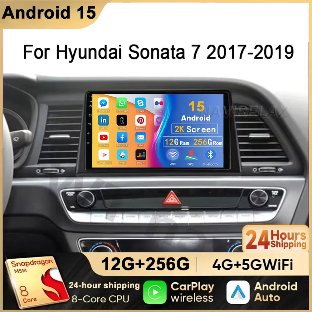 Car Radio Android 15 For Hyundai Sonata 7 LF 2017 2018 2019 Carplay Auto GPS DSP Video Head Unit 2 Din Navigation Stereo Player