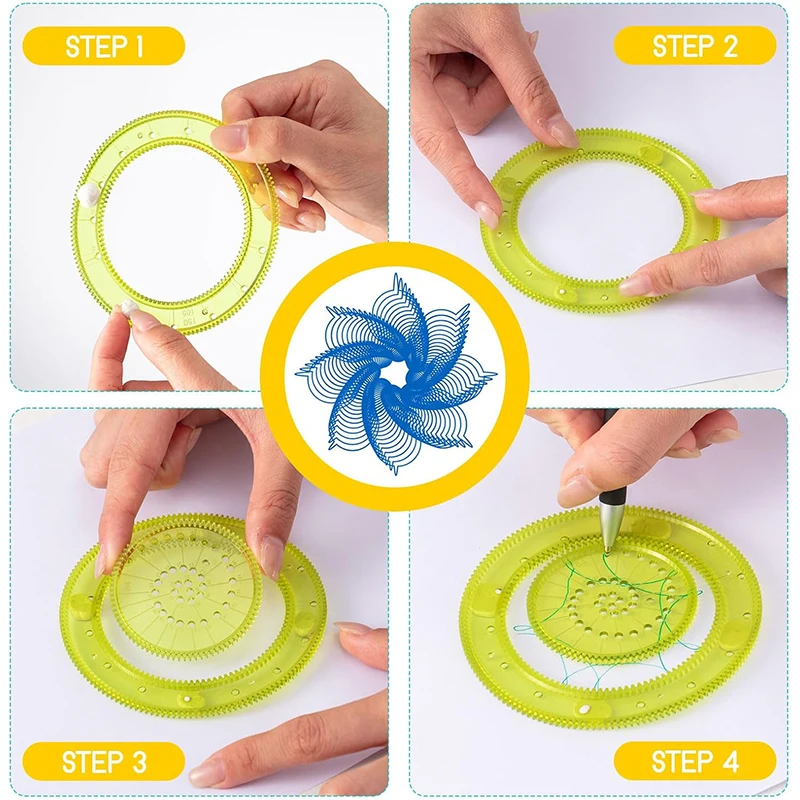 Spirograph Drawing Tools Set with Ballpoint Pen DIY Template Mathematical Roulette Drawing School Supplies Geometric Ruler TMZ
