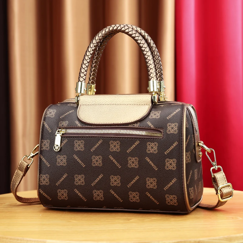 Exquisite vintage fashion printed women\'s handbag, all-in-one crossbody bag, foreign leaf pendant decoration