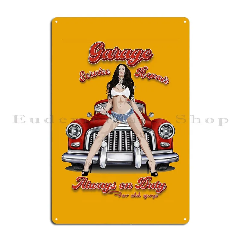 Garage Girl Service Metal Plaque Living Room Club Printing Garage Wall Decor Tin Sign Poster