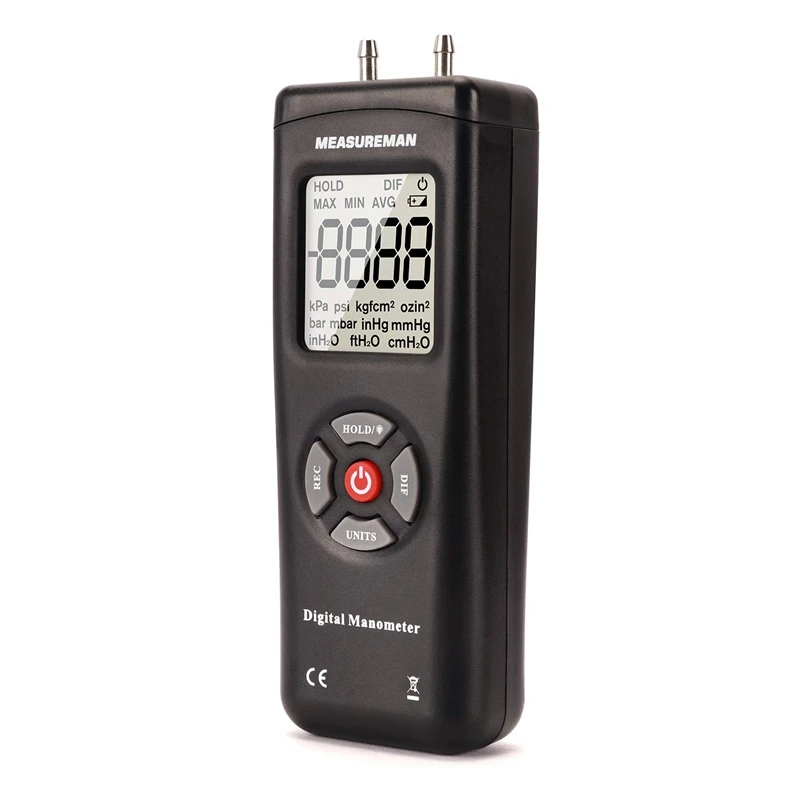 Handheld Digital Differential Pressure Gauge, Vacuum And Pressure Gauge Meter Tester 11 Units With Backlight,+/-2Psi/Kpa