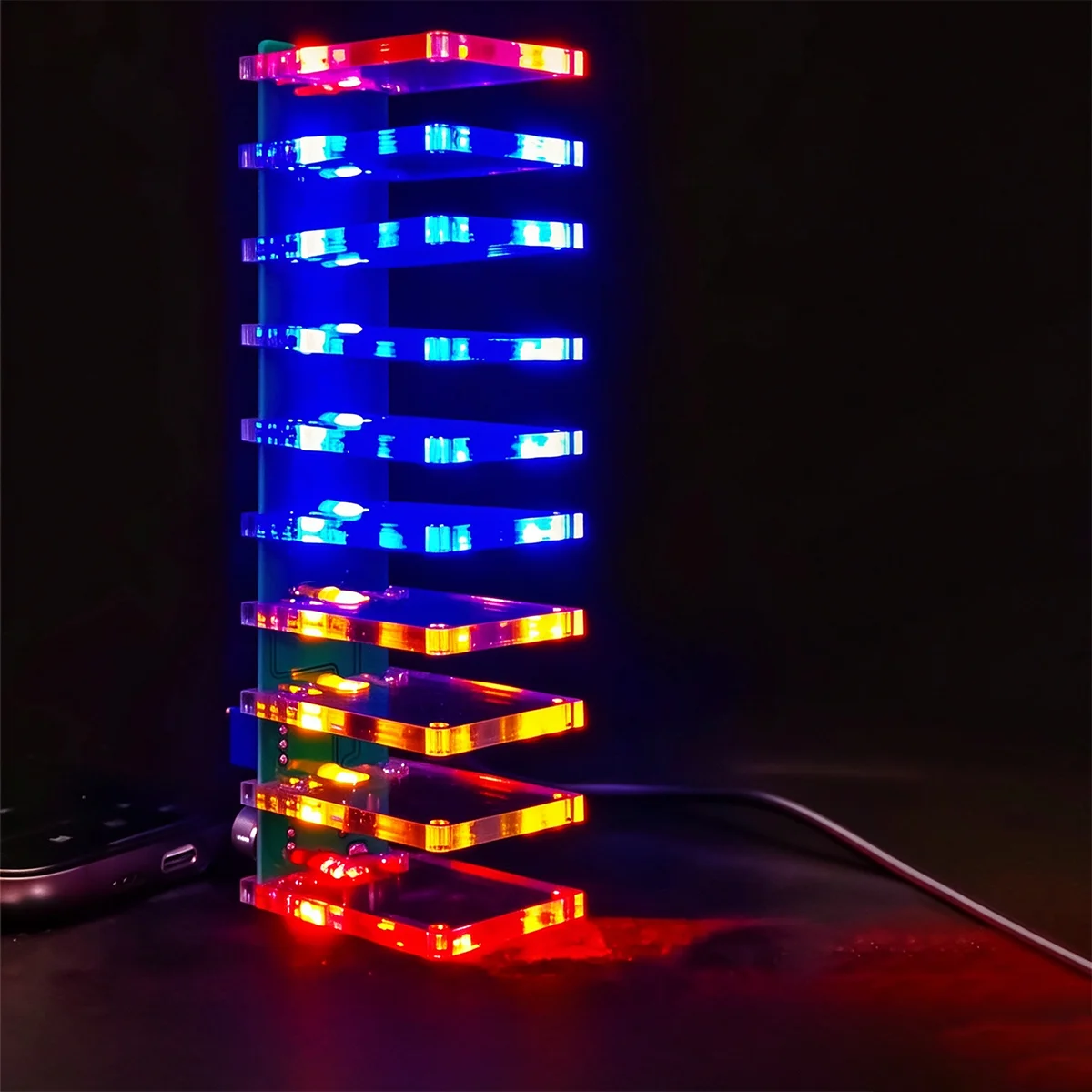 DIY Sound Control LED Music Spectrum Kit,10 Segment Crystal Column Audio PCB Soldering Kit,DC5-12V Electronic Learning Project