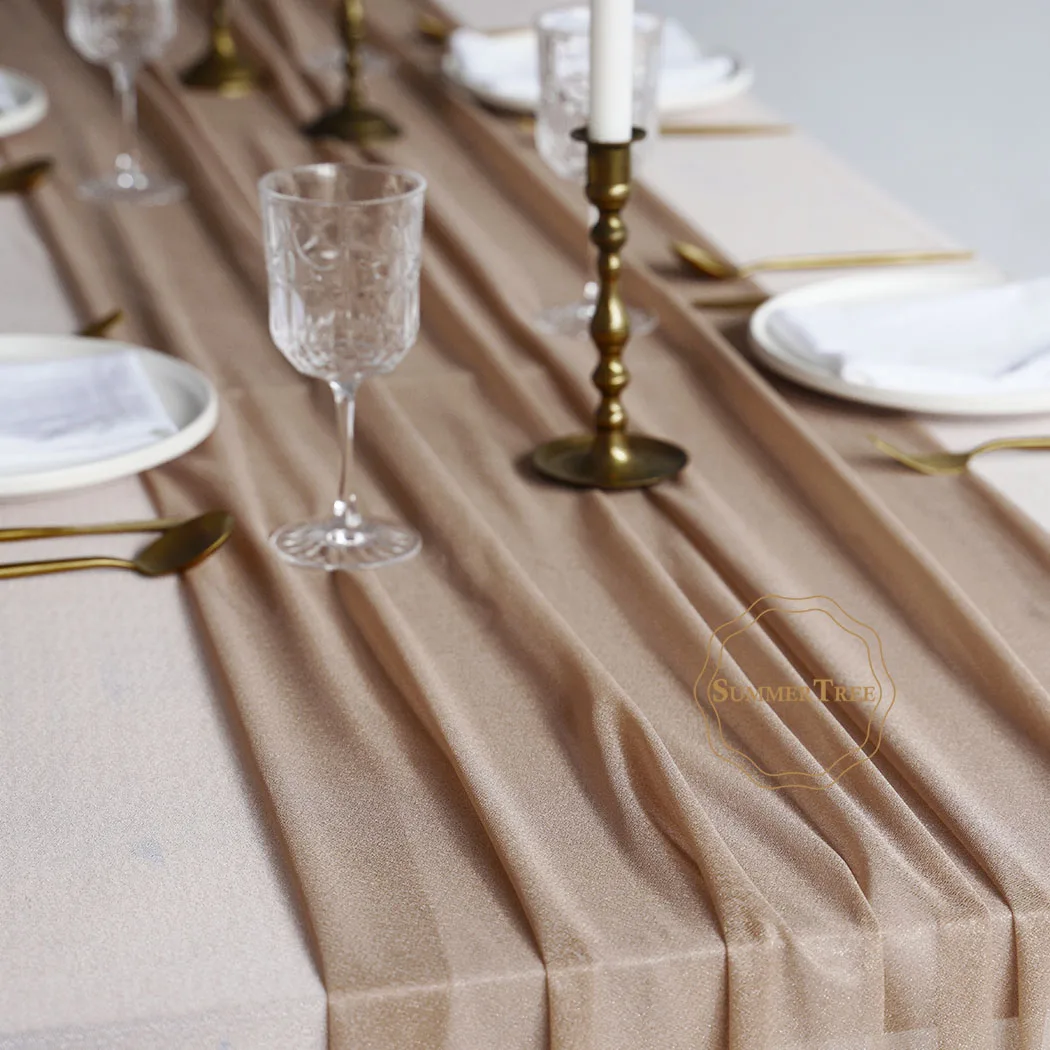 Sheer Table Runner Light Brown Khaki Elegant Wedding Rustic Mariage Princess Romantic Weddings and Fabulous Parties Decoration