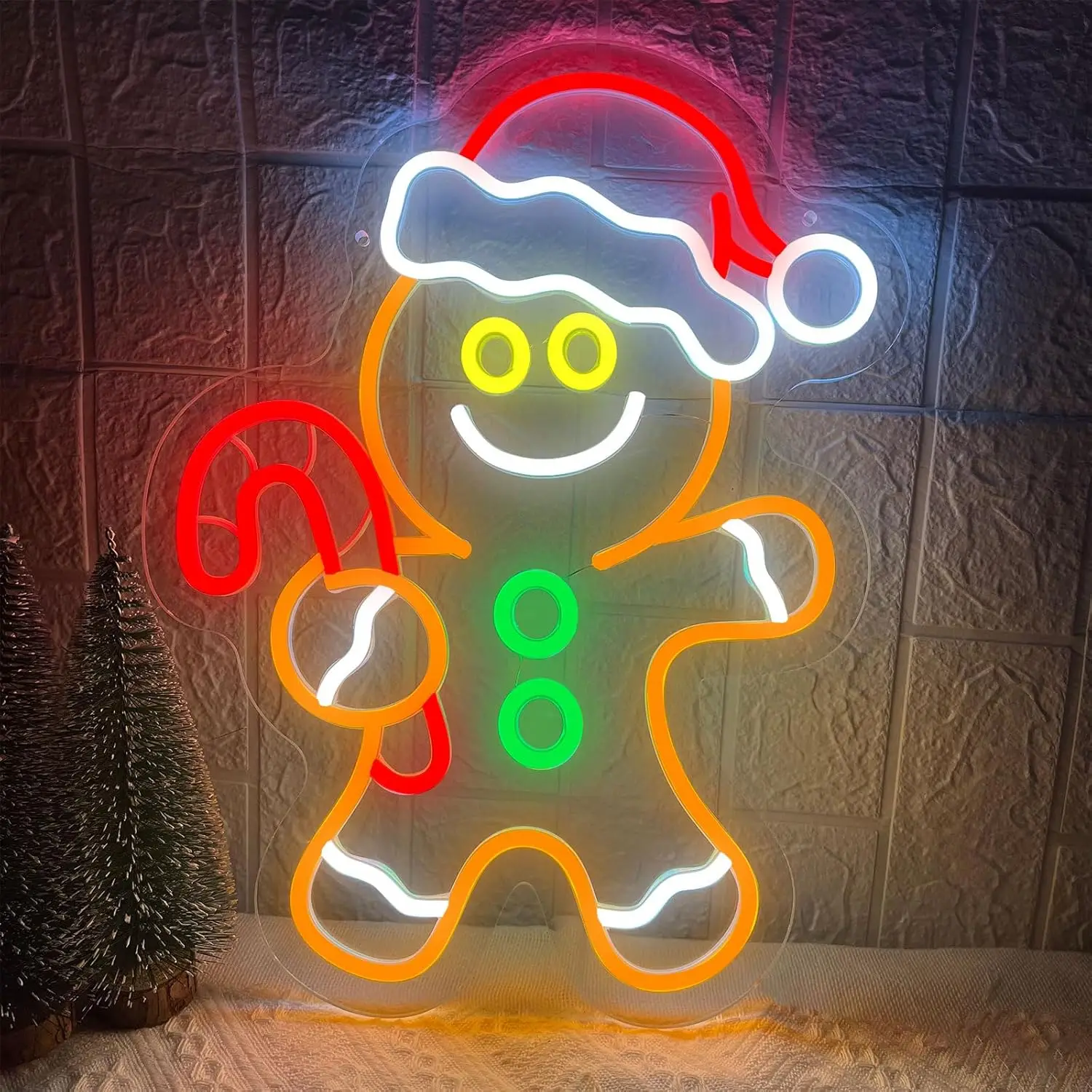 

Неоновая вывеска Biscuit Man с регулируемой яркостью, светодиодные рождественские неоновые огни для детской комнаты, спальни, дня рождения, клубного декора, новогодний подарок для девочек и мальчиков