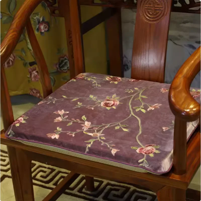 Chinese Style Mahogany Velvet Chair Cushion, Non‑Slip Sofa Pad for Home Solid Wood Official Hat Chair, Armchair & Taishi Chair
