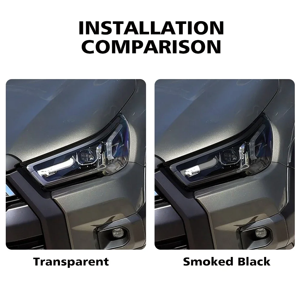 For Toyota Hilux 2024-2025 Headlight Protective Film Pre-Cut Smoke Black TPU PPF Vinyl Wrap Protective Kit - view 3