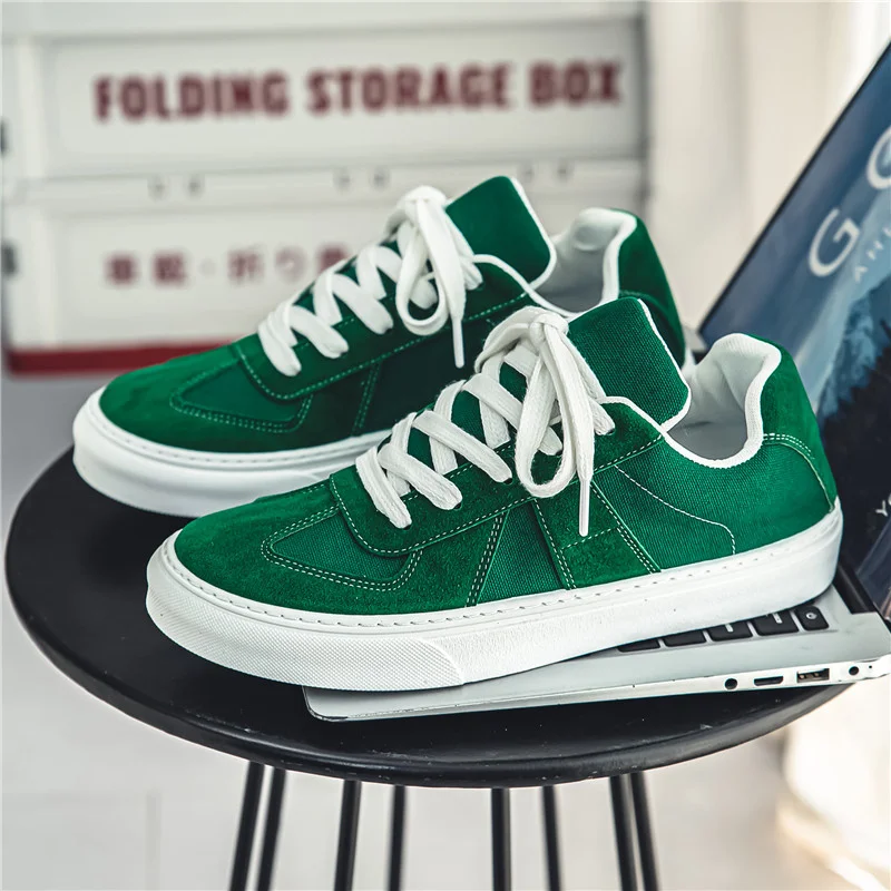 Fashion Low-top Men Green Canvas Shoes Classic Breathable Men's Vulcanize Shoes Trendy Canvas Men Sneakers Casual New Skateboard