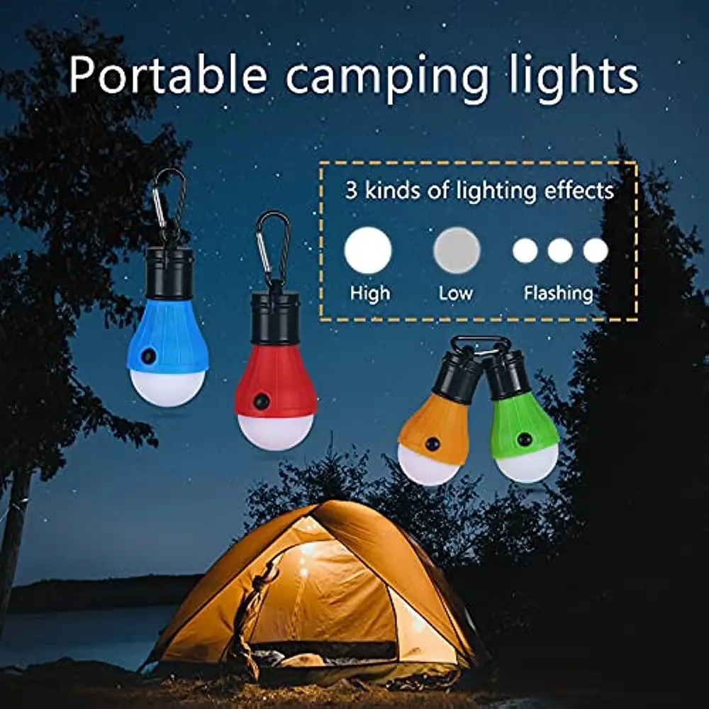 1pc Tent Hanging Lamp 3 Modes LED Bulb Carabiner Bulb Light Portable Lantern Outdoor SOS Camping Lamp Emergency Lighting AAA