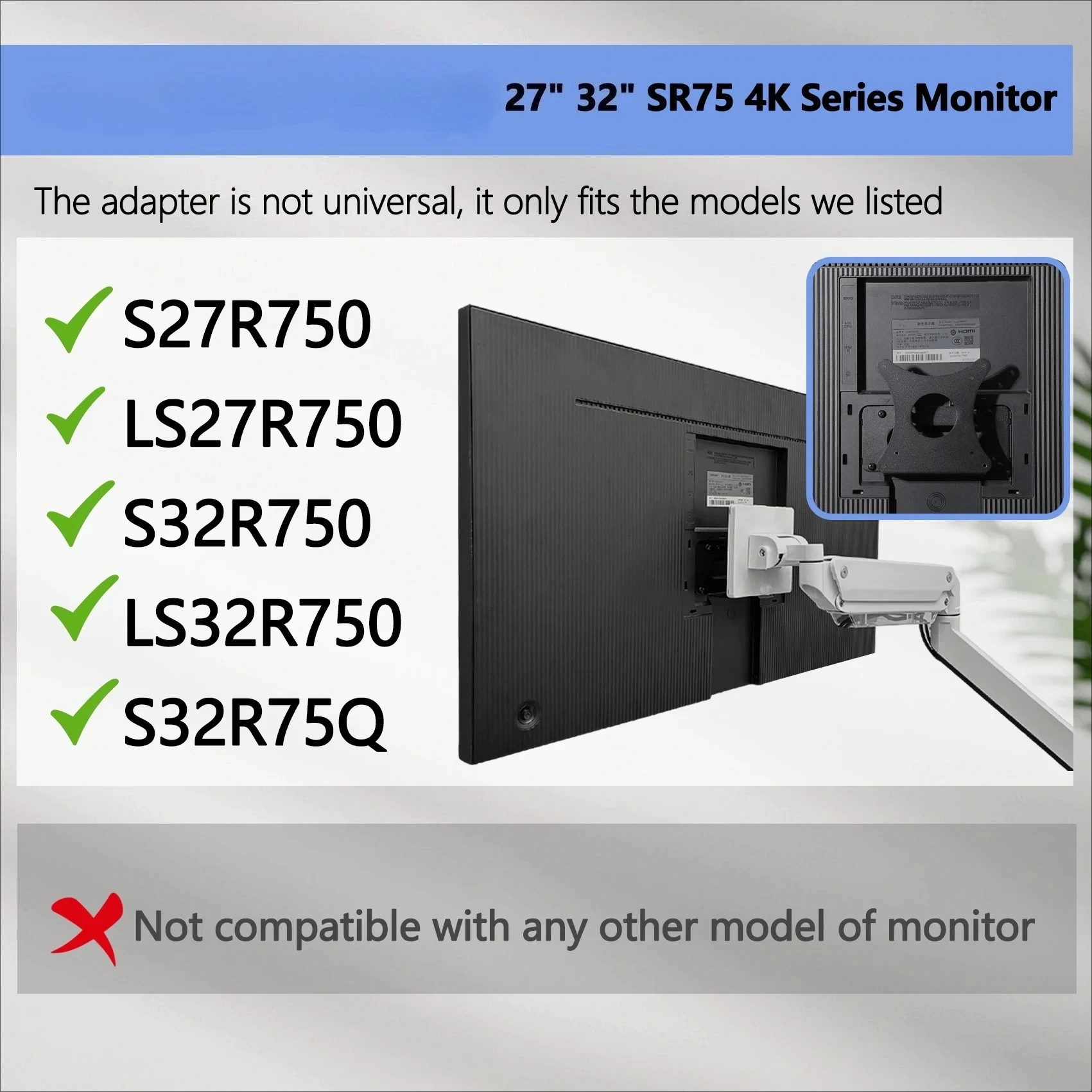 Brand New Wall Mount VESA Adapter Bracket for Samsung Space Monitor for 27 32