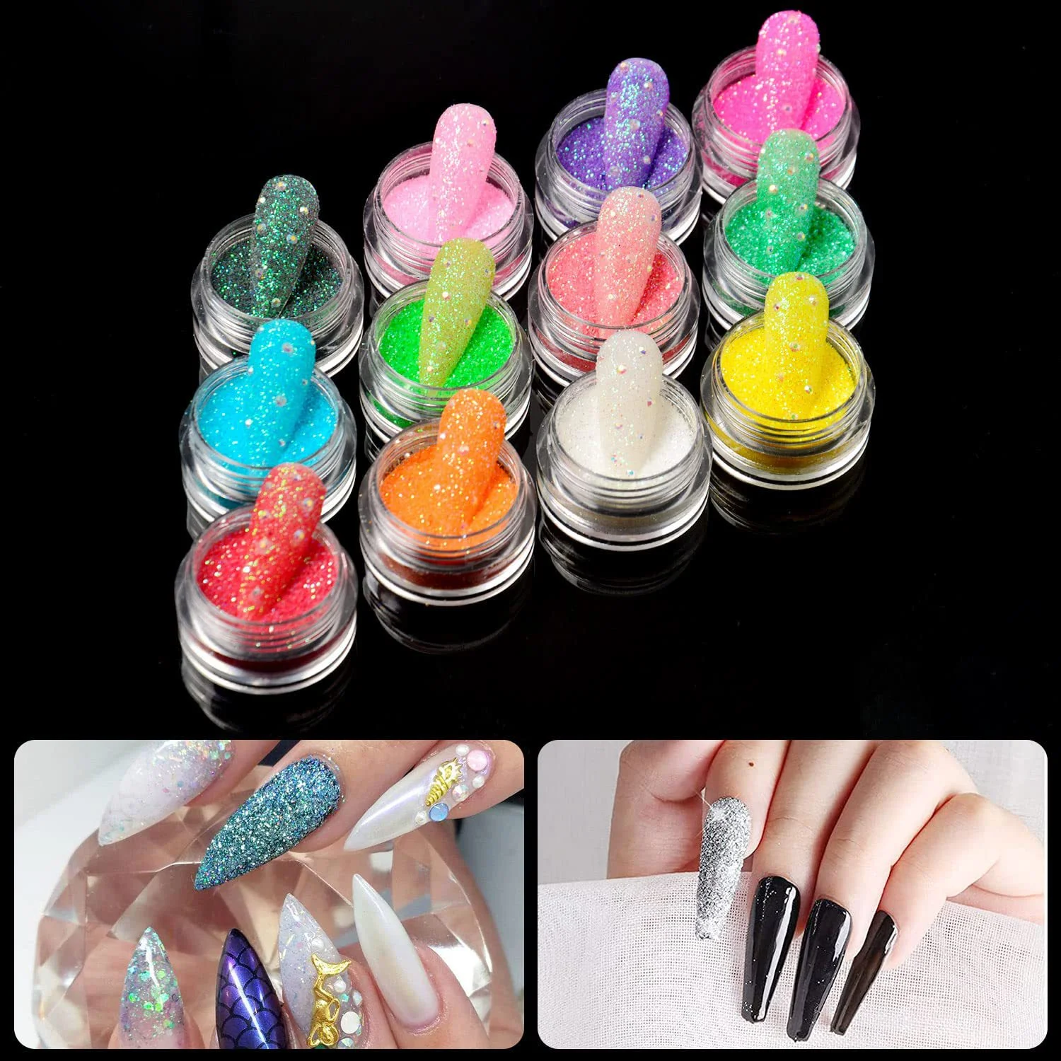 50 Stks/set Nagel Glitter Mix Kleuren Nail Art Fijn Poeder Stof Uv Gel Polish Acryl Nagel Tips Diy Decoratie Tools