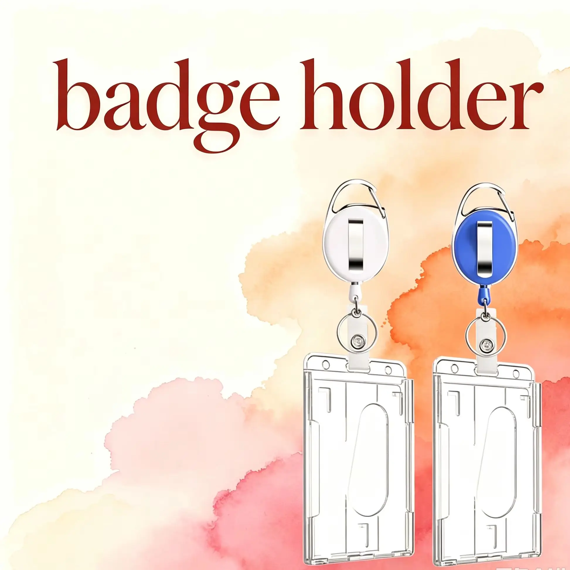 1pc Hard Plastic Double Card Badge Holder Vertical Style, Transparent ID Protector With Thumb Slots for Office Staff