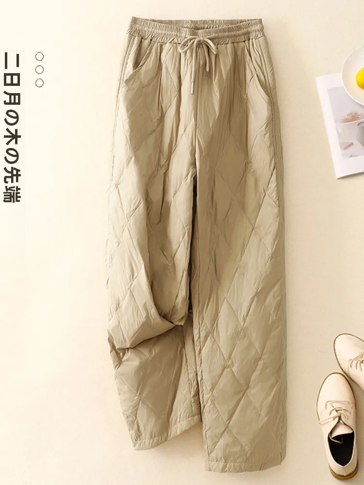 

High-End Lightweight Cotton Pants for Women Winter Outerwear Loose Fit Warm Straight Leg Trousers Thickened Cotton