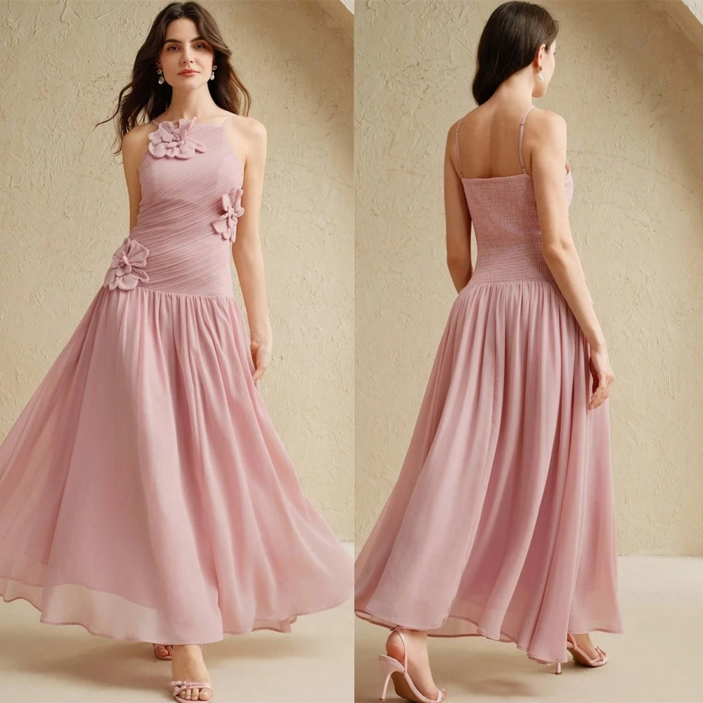 

Customized Fashion Chiffon Evening Dress Delicate Sleeveless Prom Dresses Temperament Spaghetti Straps Special Occasion Gowns