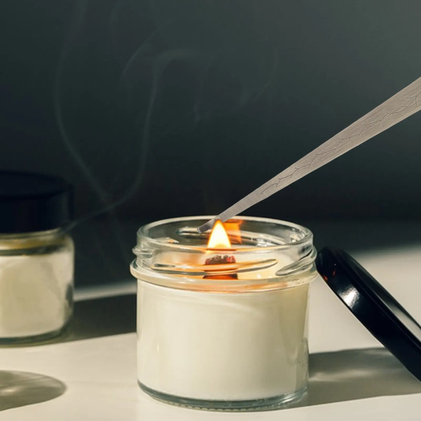2Pcs Wick Dipper Tool Stainless Steel Long Handle Snuffer Hook Smokeless Extinguisher for Aromatherapy and Scented