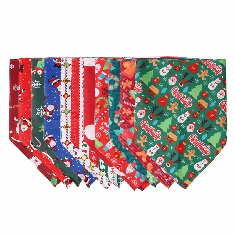 Dog  Christmas Triangle Cat Scarf Printed Pet Dress Up Triangle Scarf Saliva Towel Christmas Decoration Bib Big Dog Pet Supplies