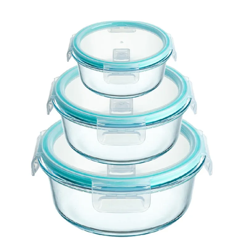 High Borosilicate Glass Lunch Box Microwave Heating Sealed Lunch Bento Boxes Refrigerator Freezer Box Fresh-keeping Soup Bowls