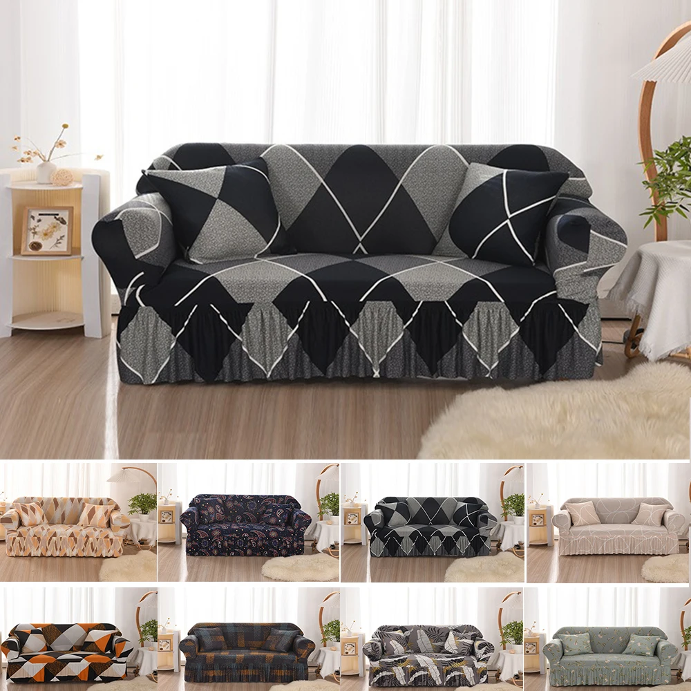 

High Stretch Floral Printed Stretch Sofa Covers With Elastic Band Furniture Protector For Bedroom Office Living Room Home Decor