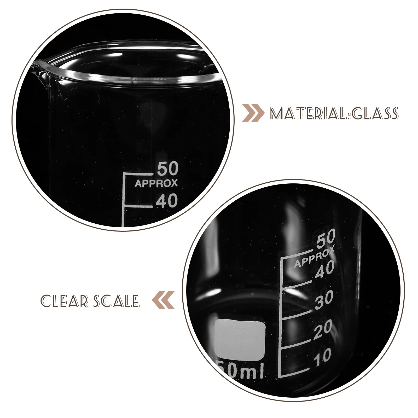 

6Pcs Glass Measuring Beakers Set High Temperature Resistant Clear Scale Liquid Measuring Tools Laboratory Glassware