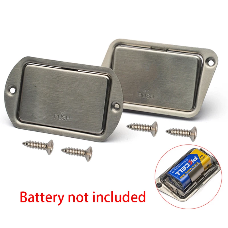 

Stainless Steel 9V Battery Cover Battery Box Case Holder Compartment for Active Guitar Bass