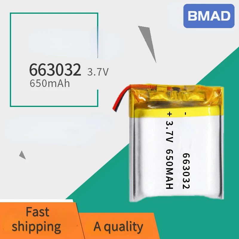 663032 3.7v 650mah High Density Lithium Battery Polymer Suitable For Smart Watches Wristbands Digital Cameras Battery Pack