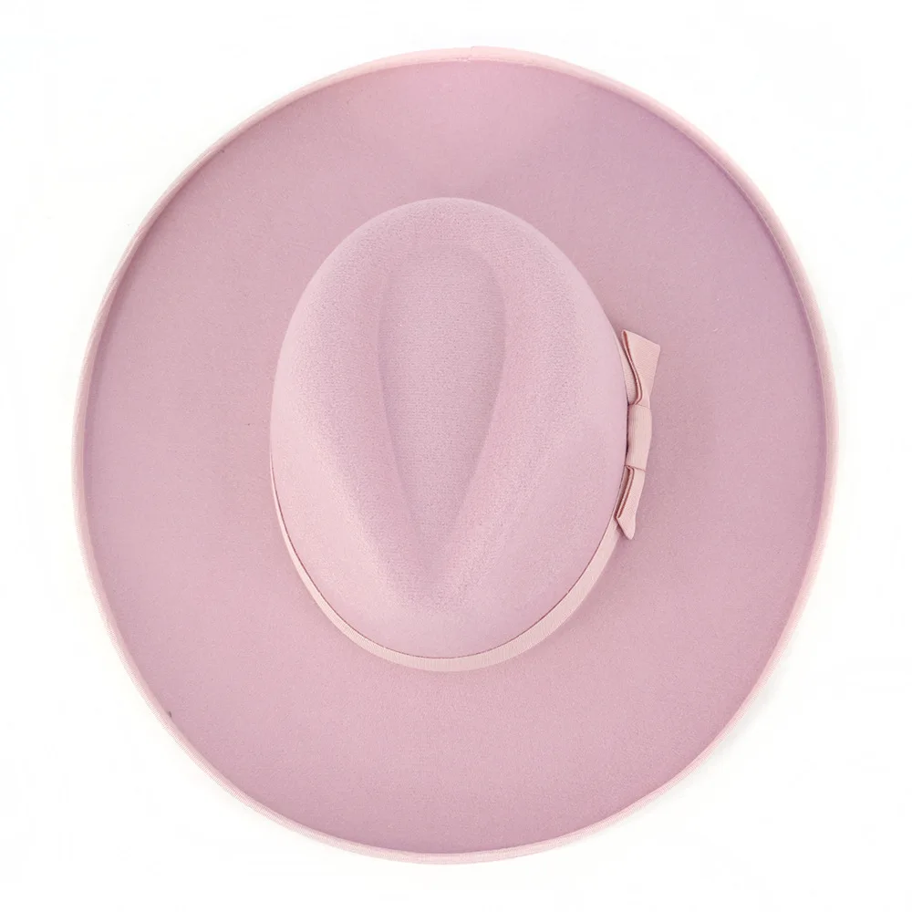 Neueste Design Fedora Hut Für Frauen Fascinators Rosa Hochzeit Dekoration Kirche Hüte Winter Wolle Panama Jazz Kappe – Detail 7