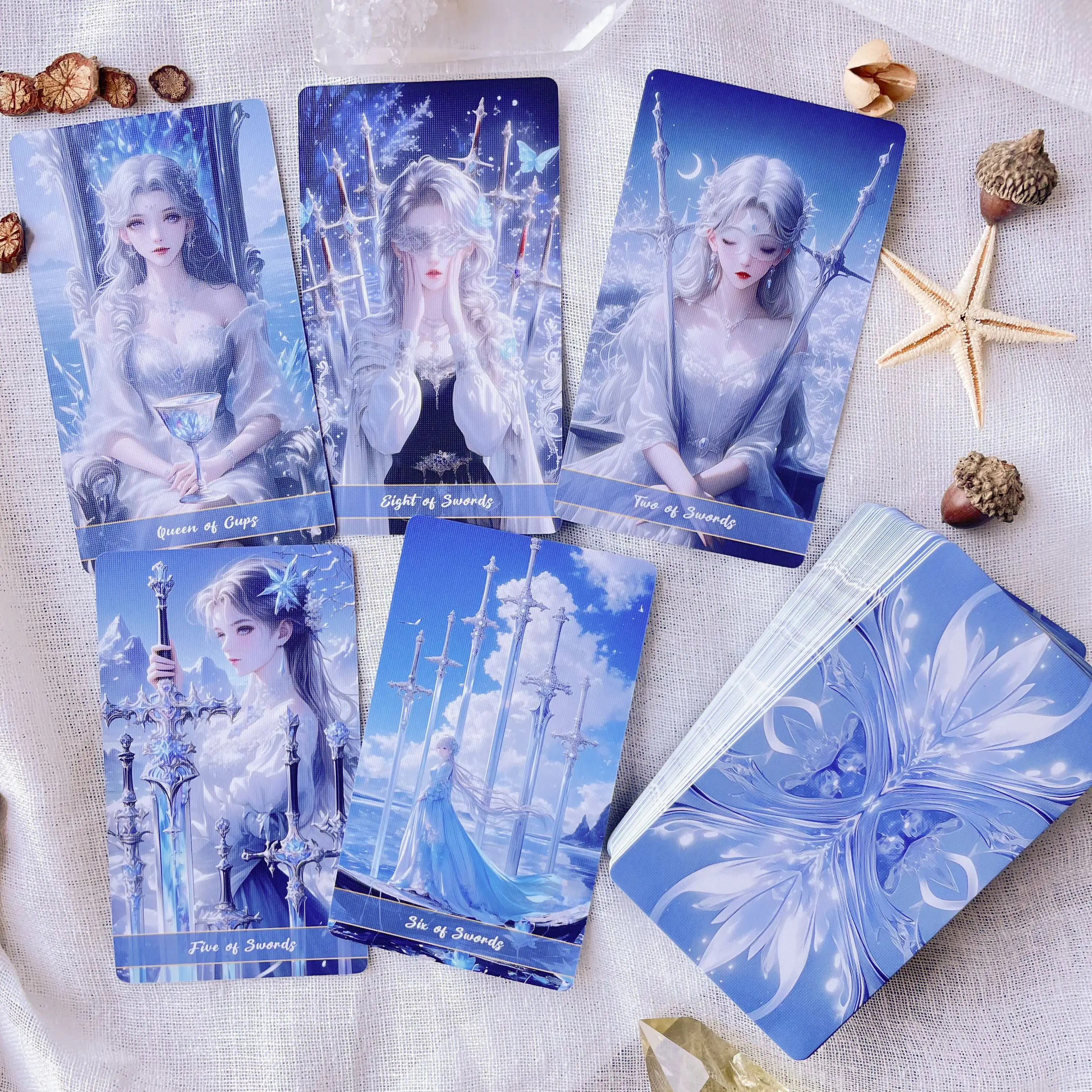 Genuine Crystal Love Tarot Deck 78 Pcs 12x7cm Standard Size English Guidebook PDF Future Telling Divination Board Game Oracle