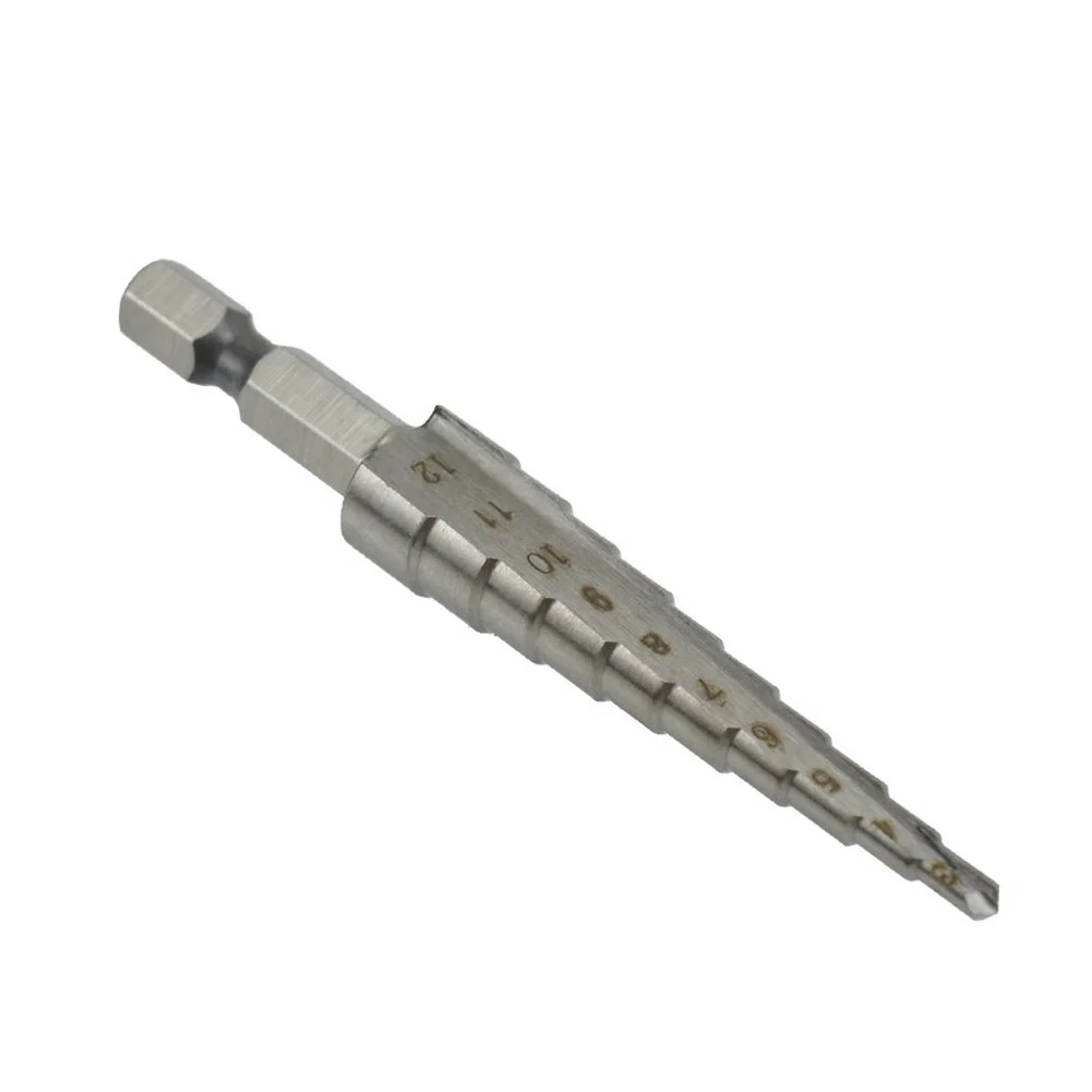 3-12/4-12/4-20mm Electric Straight Groove Step Drill Bit HSS 4241 Hexagonal Straight Flute Step Drill Bit Hole Punching Worker