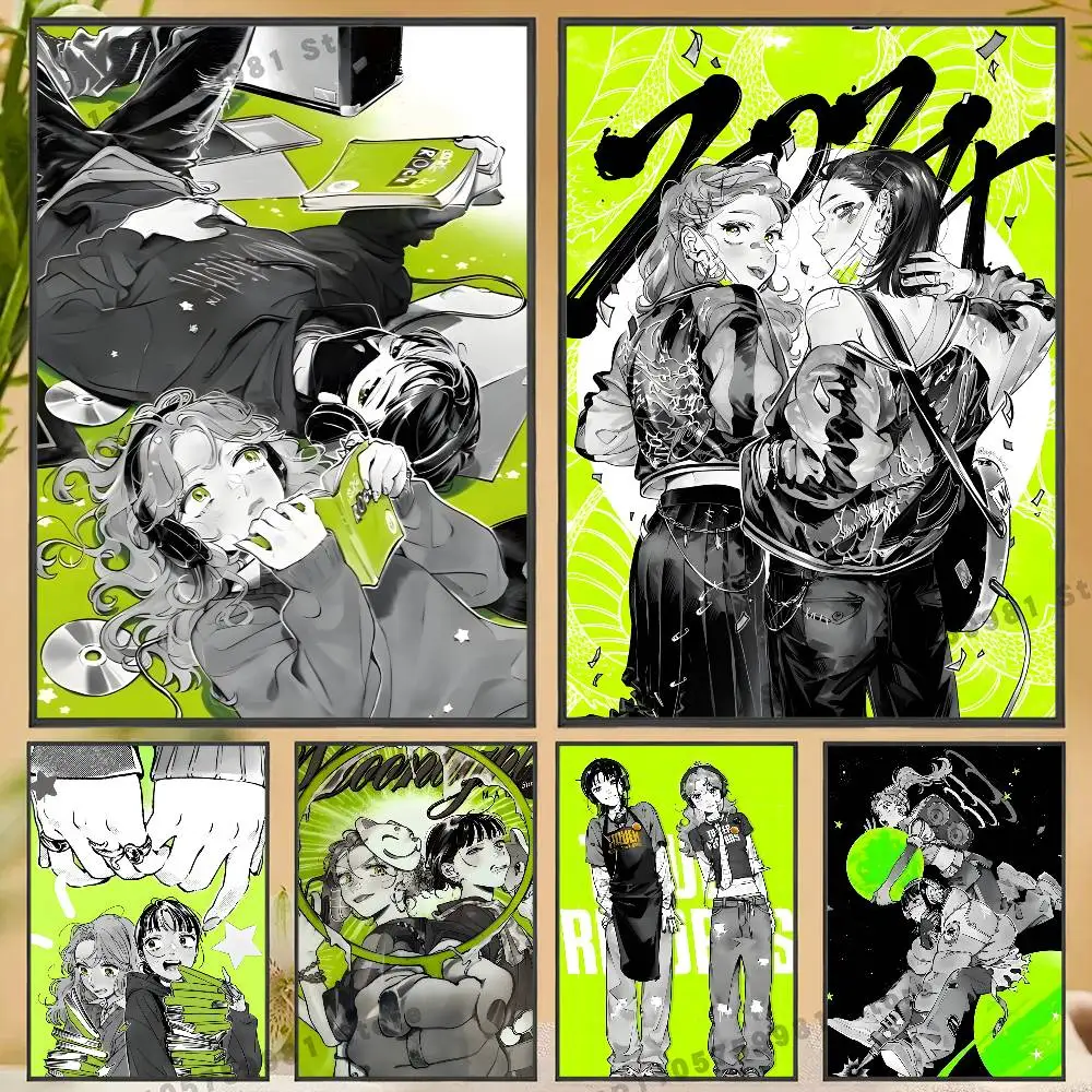 Tgswiiwagaa Cartoon Poster Sticker Classic Art Painting for Home Bedroom Cafe Office Wall Decor
