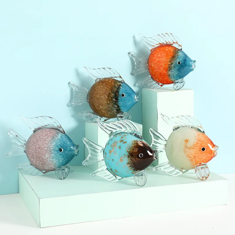 Glass Kissing Fish Decoration, Home TV Cabinet Porch Wine Cabinet Decoration, Home Decoration, Gifts, Animal Statues