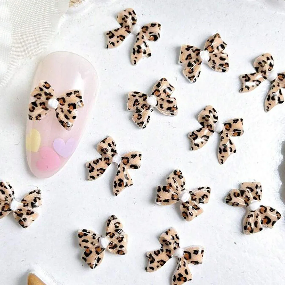 50 قطعة ثلاثية الأبعاد ليوبارد Bowknot مسمار الفن السحر Y2K الشتاء الخريف الراتنج منقط ربطة العنق مسمار الديكور DIY بها بنفسك مثير الشريط القوس مستلزمات الأظافر #4