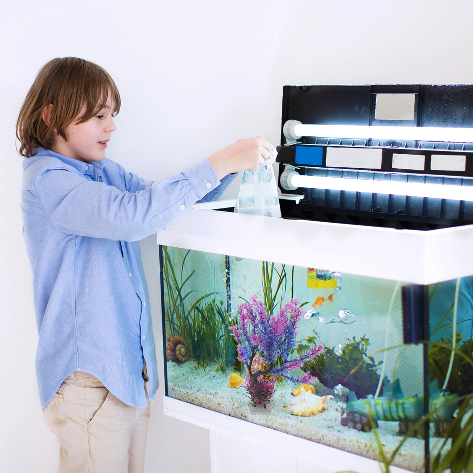 

Plastic Aquarium Plants Decorations for Fish Tank Realistic Simulation Terrarium Artificial Plant Aquatic Pet Supplies L scape