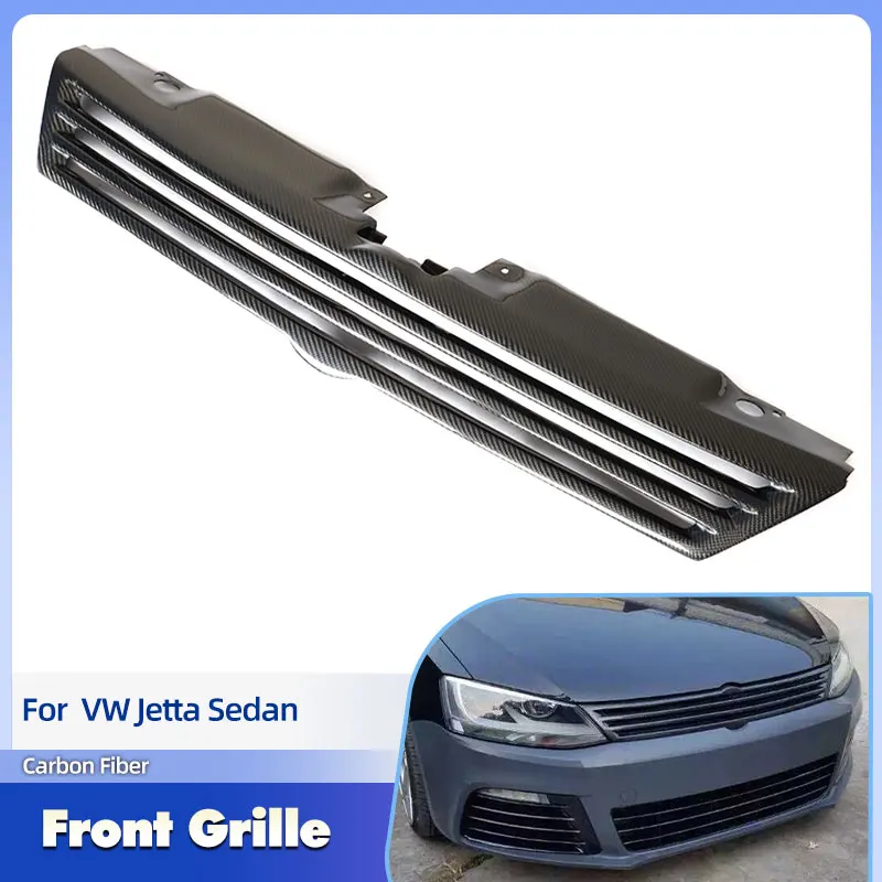 

Car Front Center Middle Grille Carbon Fiber for VW Jetta Sedan 2012 2013 2014 Replacement Racing Front Grills Grill Body Kit FRP