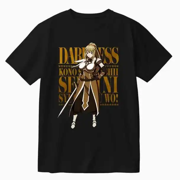 Anime Kono Subarashi Sekai Ni Shukufuku Wo Darkness Short Sleeve T-Shirt Summer Cosplay Costume Casual Student Loose Tops anime