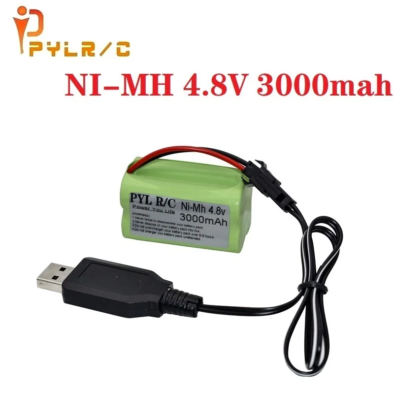 4.8v 3000mAh NiMH Battery or Charger set For RC Cars Robots Tanks Gun Boats AA 4.8v Rechargeable Battery Pack With SM Plug