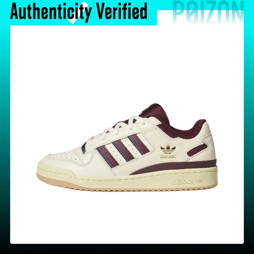 Adidas Originals FORUM CL Skate Shoes Unisex Low-top Ivory/Dark Reddish Purple/Dark Navy Blue KH7293
