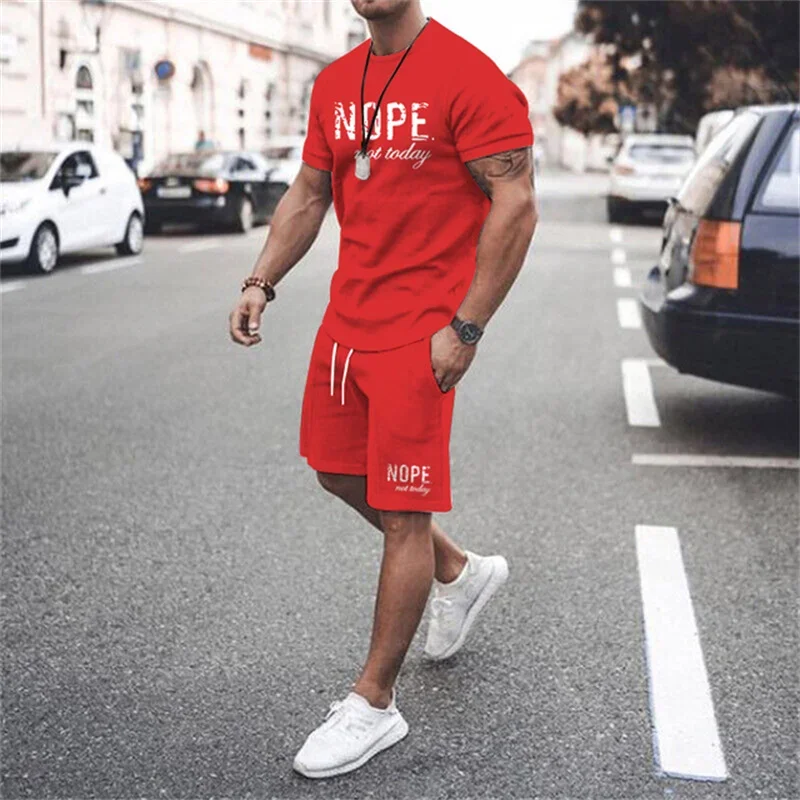 2024 New Summer Simple Men's T-shirt and Shorts 2-piece Set Fashion Street Leisure Comfortable and Breathable Short Sleeve Set