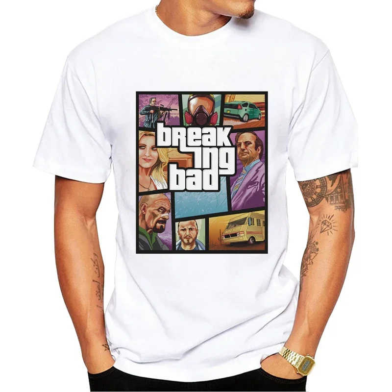 أحدث الرجال أزياء كسر سيئة تي شيرت هايزنبرغ Iam denger الرجعية المطبوعة محب قمم قصيرة الأكمام عارضة المحملة