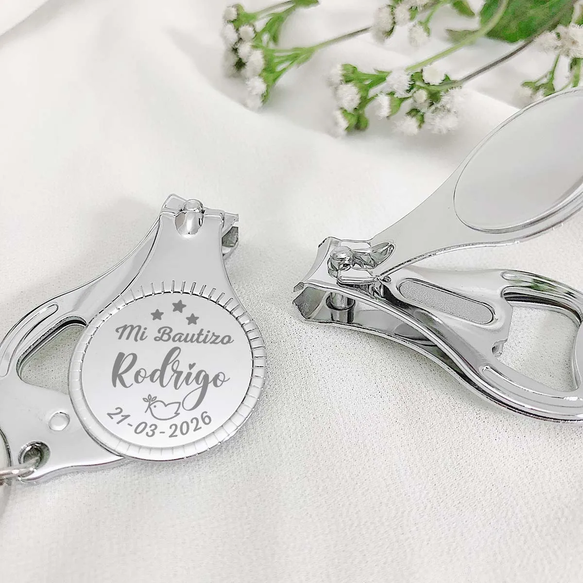 Baptism Favors Christening Guest Gifts Custom Baptism & Christening Favors Personalized Nail Clipper Keychain with Bottle Opener